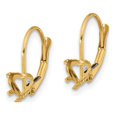 14K Yellow Gold Heart Leverback Earring Mounting – view 2