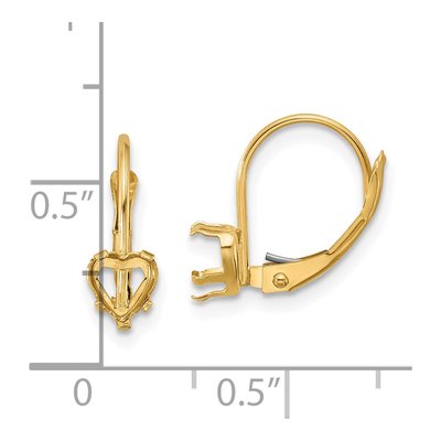 14K Yellow Gold Heart Leverback Earring Mounting – view 3
