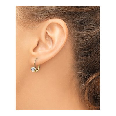 14K Yellow Gold Heart CZ Leverback Earrings – view 4