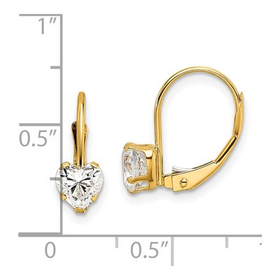14K Yellow Gold Heart CZ Leverback Earrings – view 5