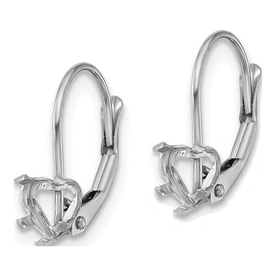 14K White Gold Heart Leverback Earring Mounting – view 2
