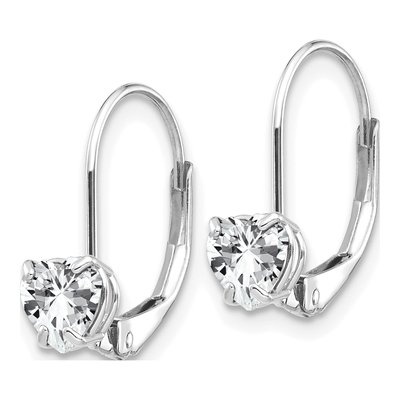 14K White Gold CZ Heart Leverback Earrings – view 3