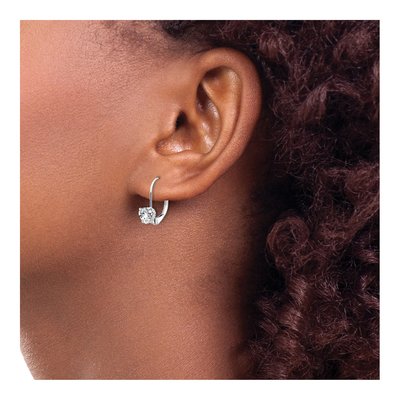 14K White Gold CZ Heart Leverback Earrings – view 4