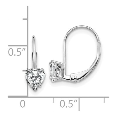 14K White Gold CZ Heart Leverback Earrings – view 5