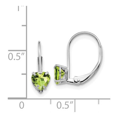 14K White Gold Peridot Heart Leverback Earrings – view 5