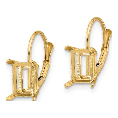 14K Yellow Gold Emerald-Cut Leverback Mounts Earring Mounting – view 2