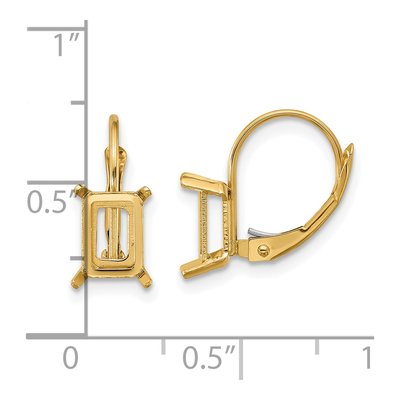 14K Yellow Gold Emerald-Cut Leverback Mounts Earring Mounting – view 3
