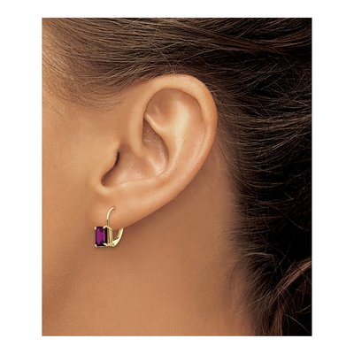 14K Yellow Gold Amethyst Leverback Earrings – view 4