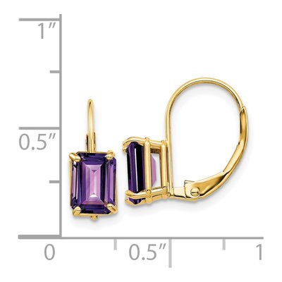 14K Yellow Gold Amethyst Leverback Earrings – view 5