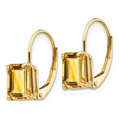 14K Yellow Gold Citrine Leverback Earrings – view 3