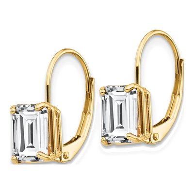 14K Yellow Gold CZ Emerald-Cut Leverback Earrings – view 3