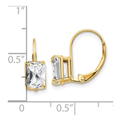 14K Yellow Gold CZ Emerald-Cut Leverback Earrings – view 5