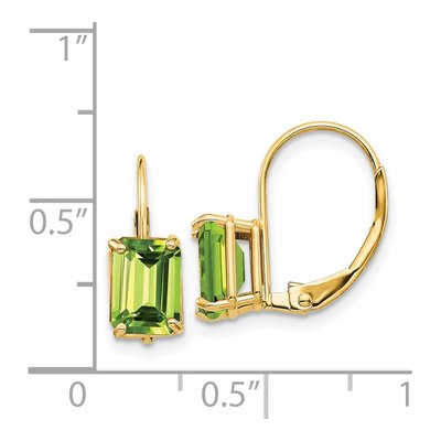 14K Yellow Gold Peridot Emerald-Cut Leverback Earrings – view 5