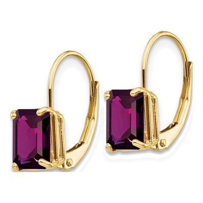 14K Yellow Gold Rhodolite Garnet Leverback Earrings – view 2