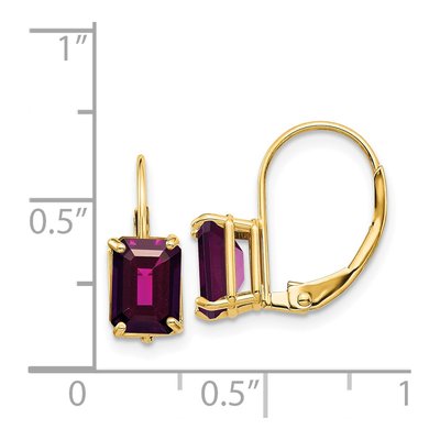 14K Yellow Gold Rhodolite Garnet Leverback Earrings – view 4