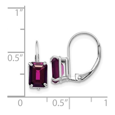 14K White Gold Rhodolite Garnet Leverback Earrings – view 2