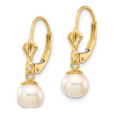 14K Yellow Gold Freshwater Cultured Pearl Leverback Earrings – view 2