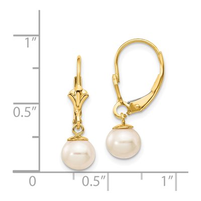 14K Yellow Gold Freshwater Cultured Pearl Leverback Earrings – view 4