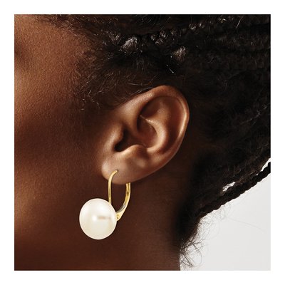14K Yellow Gold Freshwater Cultured Pearl Leverback Earrings – view 3