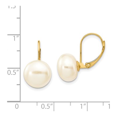 14K Yellow Gold Freshwater Cultured Pearl Leverback Earrings – view 4