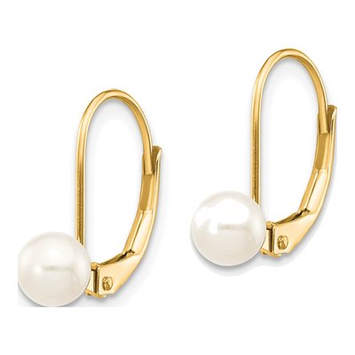 14K Yellow Gold Freshwater Cultured Pearl Leverback Earrings – view 2