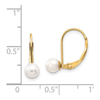 14K Yellow Gold Freshwater Cultured Pearl Leverback Earrings – view 4