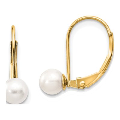 14K Yellow Gold Freshwater Cultured Pearl Leverback Earrings