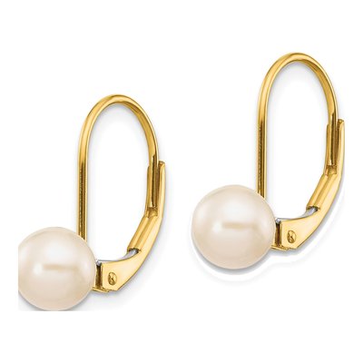 14K Yellow Gold Freshwater Cultured Pearl Leverback Earrings – view 2