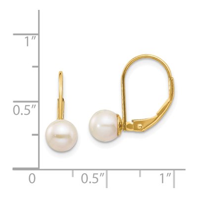14K Yellow Gold Freshwater Cultured Pearl Leverback Earrings – view 4