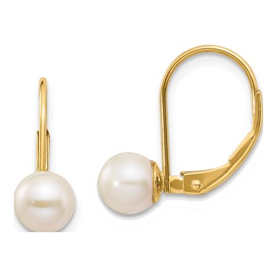 14K Yellow Gold Freshwater Cultured Pearl Leverback Earrings