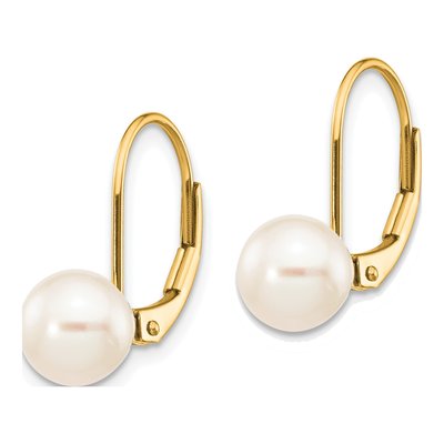 14K Yellow Gold Freshwater Cultured Pearl Leverback Earrings – view 2