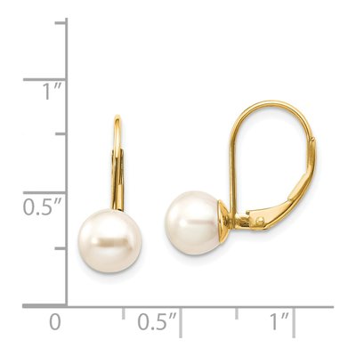14K Yellow Gold Freshwater Cultured Pearl Leverback Earrings – view 4