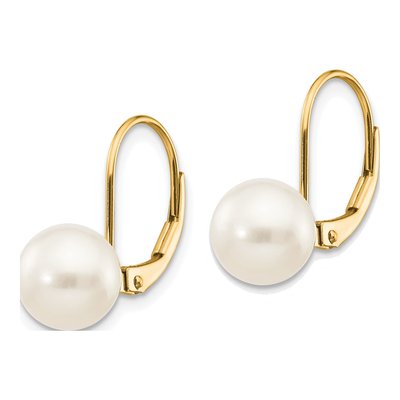 14K Yellow Gold Freshwater Cultured Pearl Leverback Earrings – view 2