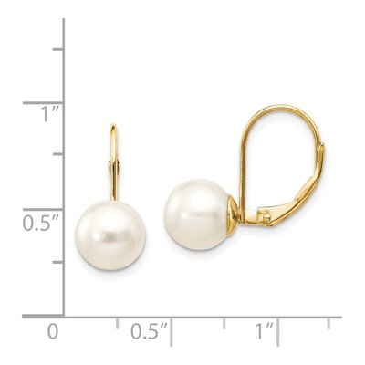 14K Yellow Gold Freshwater Cultured Pearl Leverback Earrings – view 4