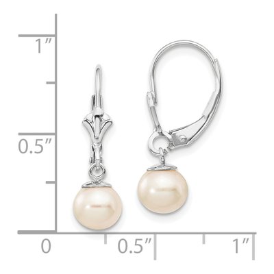 14K White Gold Freshwater Cultured Pearl Leverback Earrings – view 4