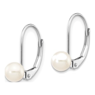 14K White Gold Freshwater Cultured Pearl Leverback Earrings – view 2
