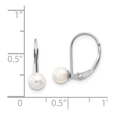14K White Gold Freshwater Cultured Pearl Leverback Earrings – view 4