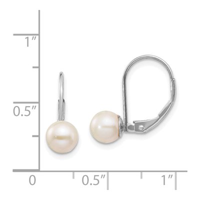 14K White Gold Freshwater Cultured Pearl Leverback Earrings – view 4