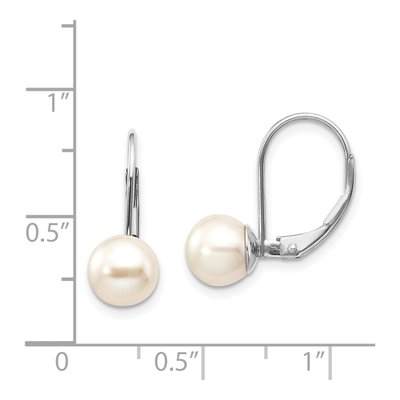 14K White Gold Freshwater Cultured Pearl Leverback Earrings – view 4