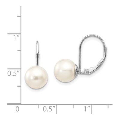 14K White Gold Freshwater Cultured Pearl Leverback Earrings – view 5
