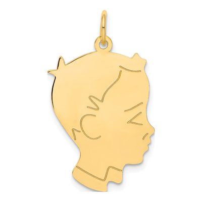 14K Yellow Gold Boy Head Charm