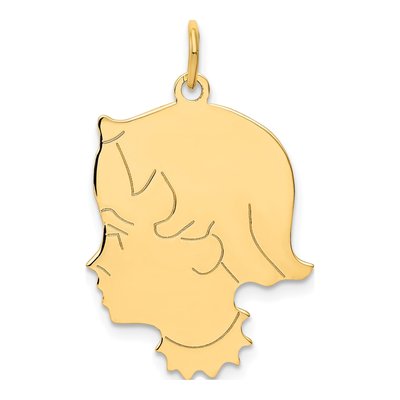 14K Yellow Gold Girl Head Charm