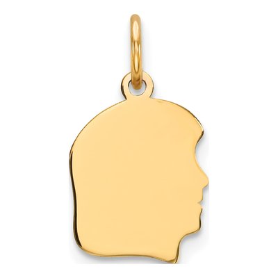 14K Yellow Gold Girl Head Charm