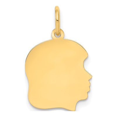 14K Yellow Gold Girl Head Charm