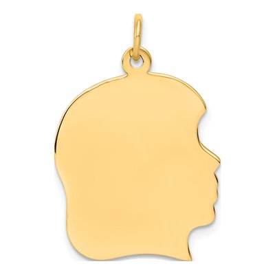 14K Yellow Gold Girl Head Charm