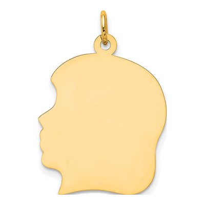 14K Yellow Gold Girl Head Charm