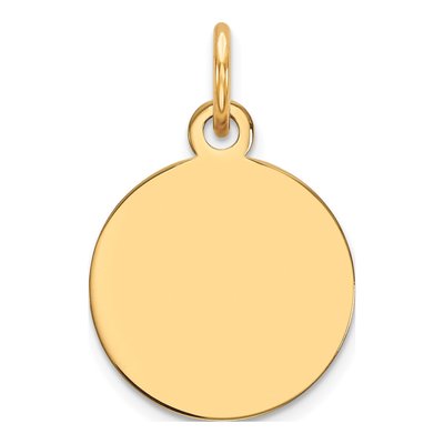 14K Yellow Gold Round Disc Charm