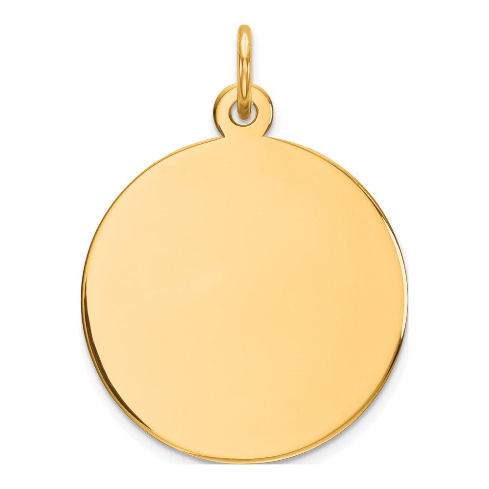 14K Plain .018 Gauge Round Engravable 19mm Disc Charm Pendant