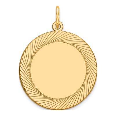 14K Yellow Gold Round Disc Charm