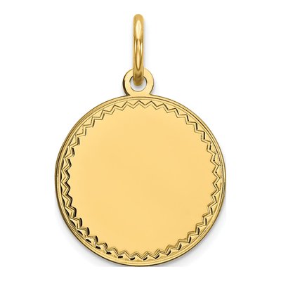 14K Yellow Gold Round Disc Charm